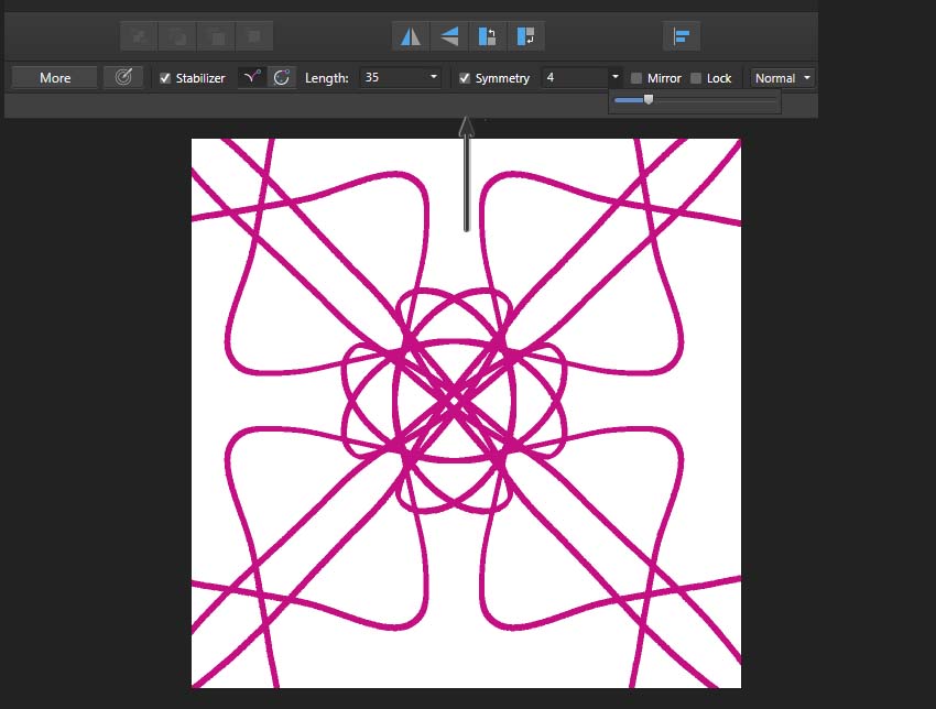 using the symmetry function in Affinity Designer